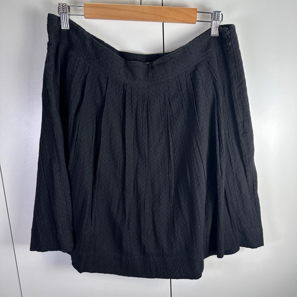 LOFT Womens 12 Black Textured Pleated Skirt Minimalist Chic‎ Academia Cottage